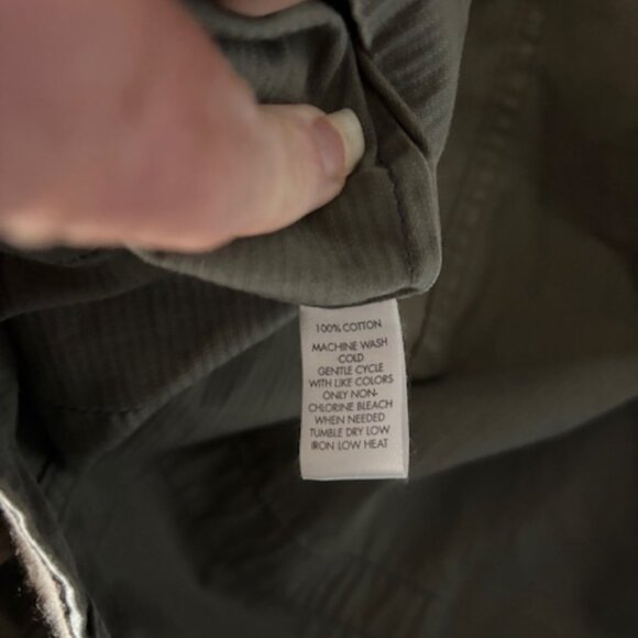 Calvin Klein L Khaki Green Utility Jacket Field Zip Collar Pocket Rugged Minimal - Picture 11 of 12